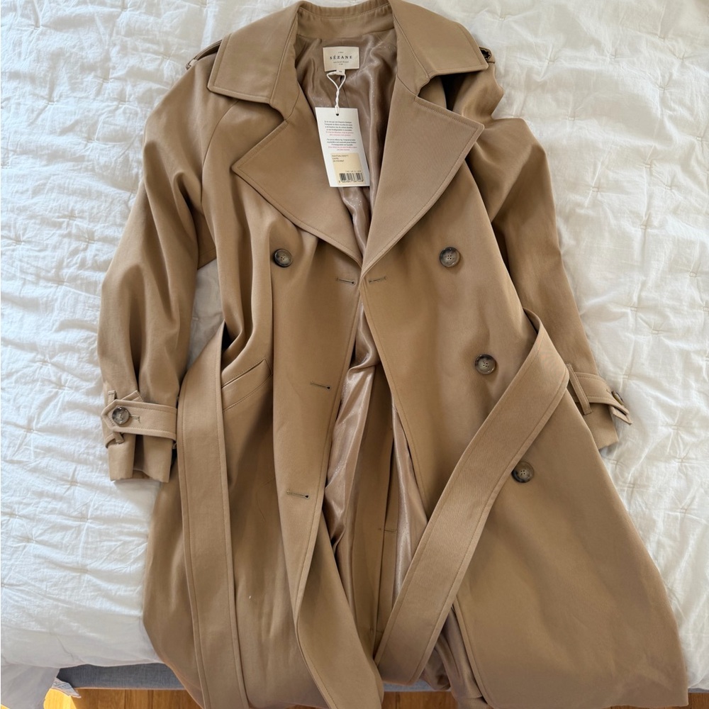 Sezane Scott ORIGINAL camel Trench Coat FR 40